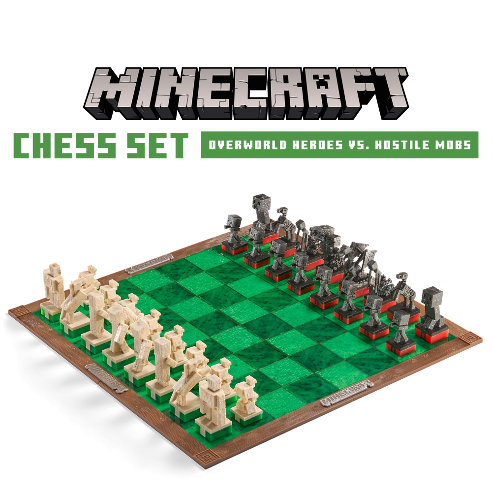 Minecraft Chess Set – Overworld Heroes vs. Hostile Mobs